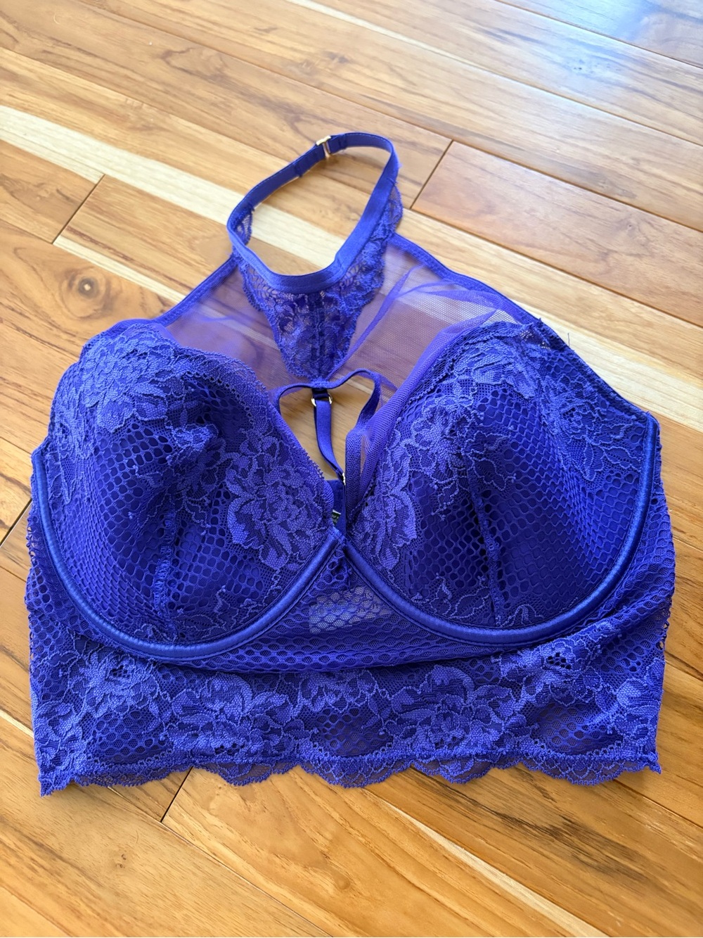 Victoria's Secret Royal Purple Lace Longline Halter Bra